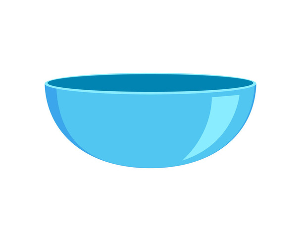 Leere blaue Plastik- oder Keramikschale. Sauberes Geschirr zum Frühstück oder Abendessen isoliert auf weißem Hintergrund. Vektorgrafik - Vektor, Bild