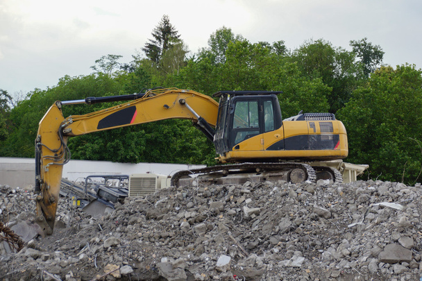 Excavator at demolition, view from the side - Photo, Image
