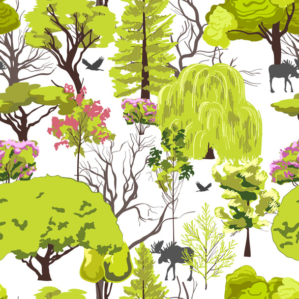 Forest tree sketch seamless - Vektor, Bild