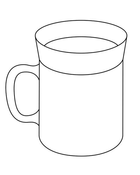 Cup - For Tea Or Coffee - linear stock illustration for coloring. Outline. Drink mug - vector element for coloring book or icon. - Vecteur, image