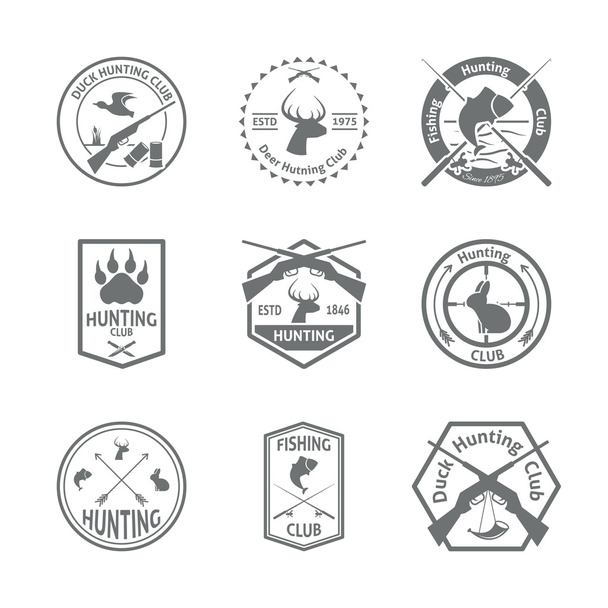 Set of hunting label - Vettoriali, immagini