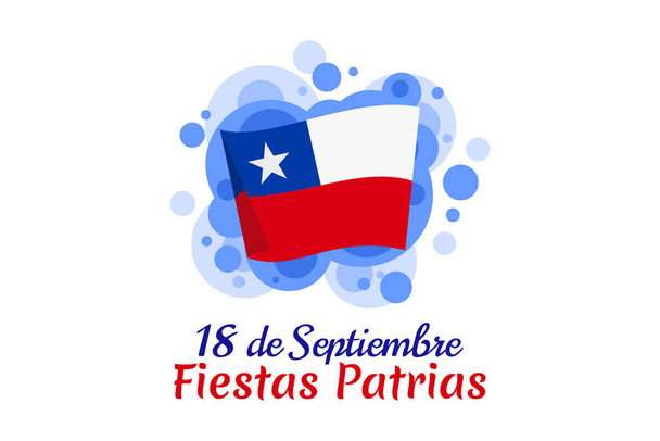 Přeložit: 18. září, Národní svátek. Šťastný den nezávislosti ilustrace vektoru Chile. Vhodné pro blahopřání, plakát a banner. - Vektor, obrázek