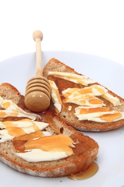 bread, butter and fresh honey  - Zdjęcie, obraz