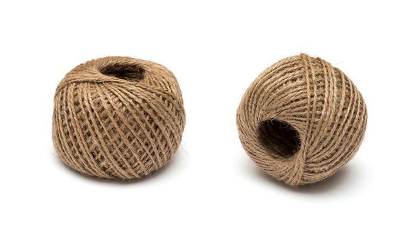 Skein of jute twine on the white background - Photo, Image