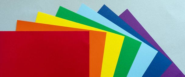 Sheets of multi-colored paper. Colors of rainbow. LGBT community symbol. - Photo, Image