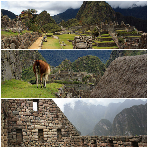 collage van peru met machu Picchu en Titicacameer landschappen - Foto, afbeelding