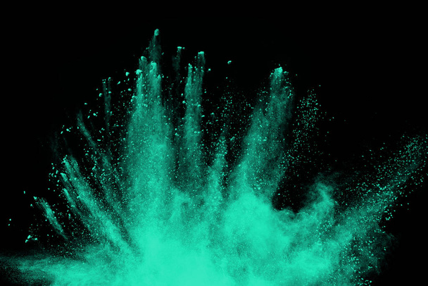 Blue Turtoise Powder Explosion Isolated Black - Фото, зображення