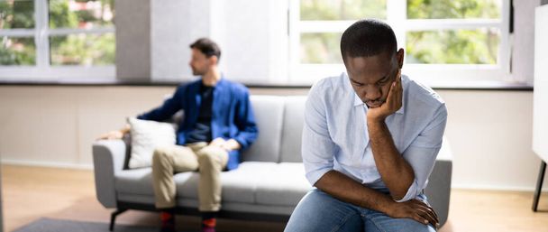 Gay Couple Relationship Conflict And Divorce. Unhappy And Sad - Valokuva, kuva