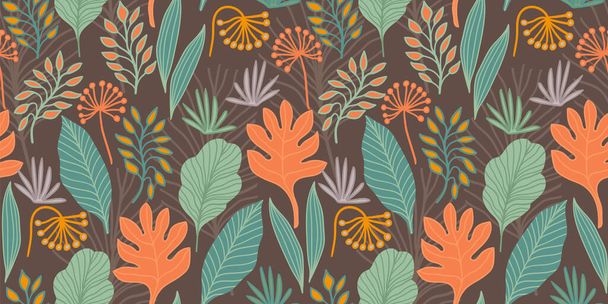 Artistic seamless pattern with abstract leaves. Modern design - Vektor, Bild