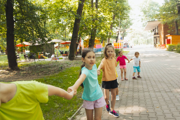Summer celebration for active kids at park - 写真・画像