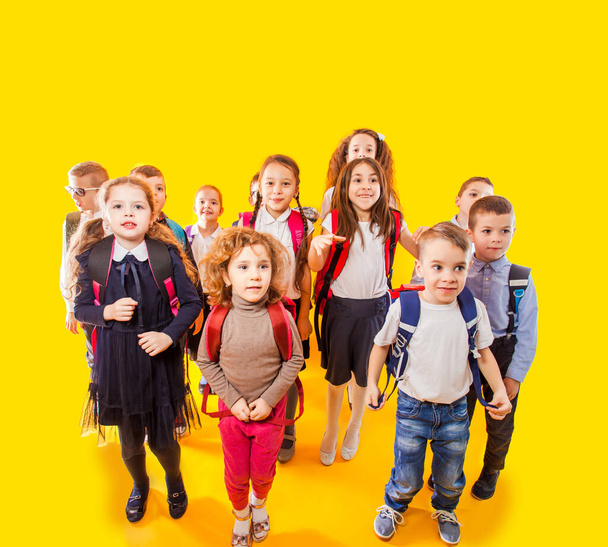 Group of kids kids, boys and girls, ready back to school - Фото, изображение