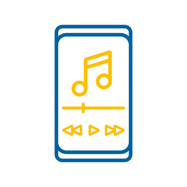Smartphone με εικονίδιο διάνυσμα εφαρμογής αναπαραγωγής μουσικής. Μουσική πινακίδα. Σύμβολο γραφήματος για μουσική και ήχο web site και εφαρμογές σχεδιασμού, λογότυπο, app, UI - Διάνυσμα, εικόνα