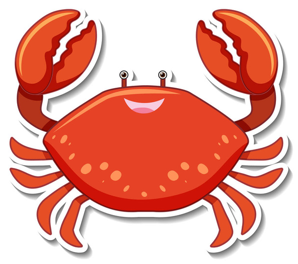 Rote Krabbe Meer Tier Cartoon Aufkleber Illustration - Vektor, Bild