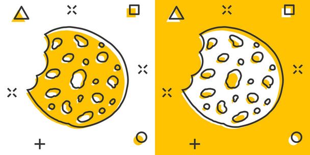 Vector Cartoon Cookie Ikone im Comic-Stil. Chip Keks Zeichen Illustration Piktogramm. Gebäck Cookie Geschäft Splash-Effekt-Konzept. - Vektor, Bild