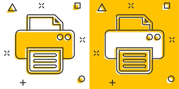 Vector cartoon printer icon in comic style. Document printing sign illustration pictogram. Printer business splash effect concept. - Vector, Image