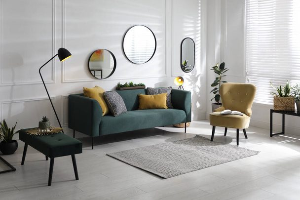 Modern living room interior with stylish comfortable sofa - Foto, immagini
