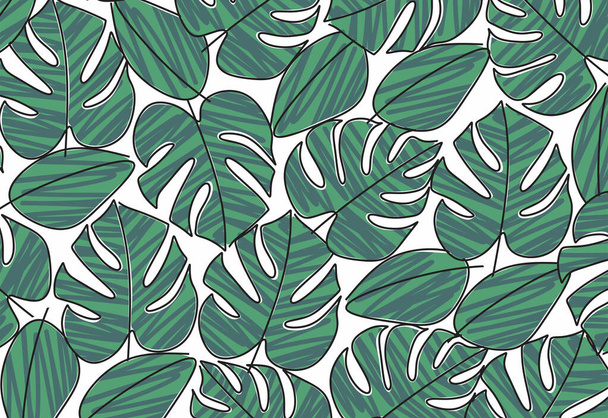 Abstraktní pozadí s jednoduchým tropické listy vzor - Vektor, obrázek