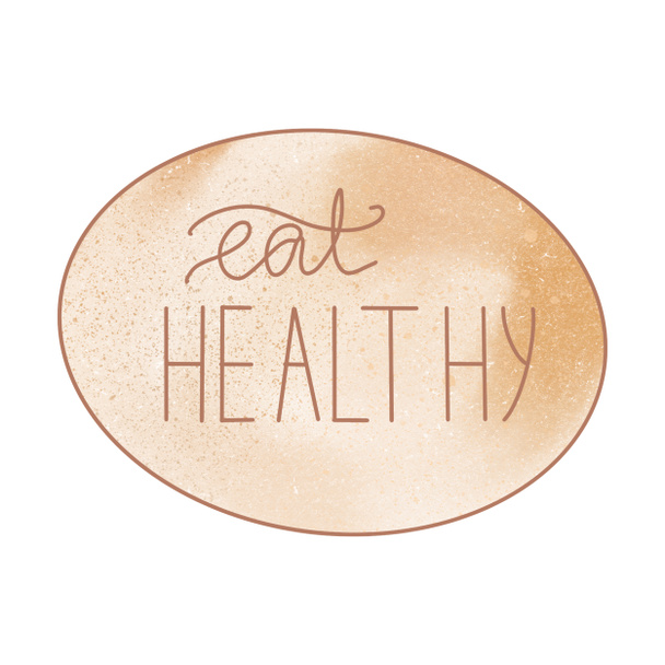 Watercolor sketch emblem handmade lettering food healthy. Digital art. Print for logo, menu, cafe, food, packaging, sticker - Fotografie, Obrázek