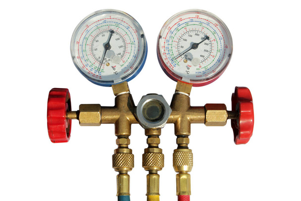  manifold gauge on a white background - Photo, Image