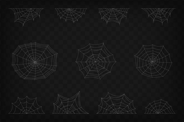 Conjunto de símbolos web de araña, telaraña realista. - Vector, imagen