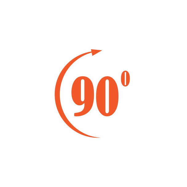 90 Degrees Vector Icon. Right Angle Symbol With Arrow. Isolated  Illustration On White Background. Royalty Free SVG, Cliparts, Vectors, and  Stock Illustration. Image 184756456.