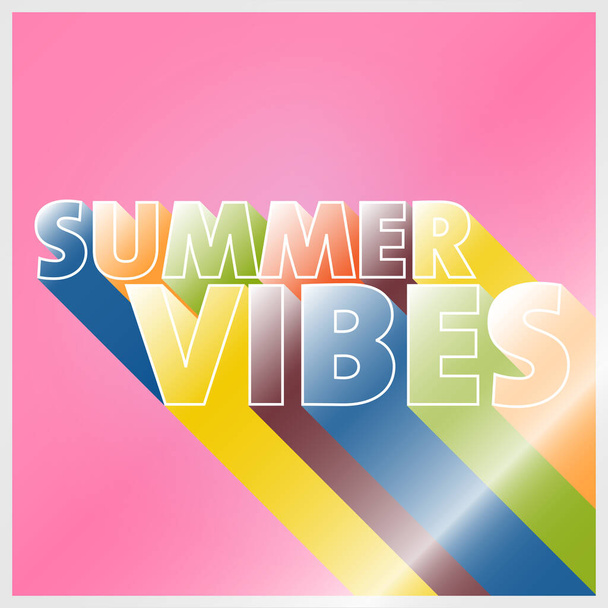 kleurrijke SUMMER VIBES retro bord of sticker - Vector, afbeelding