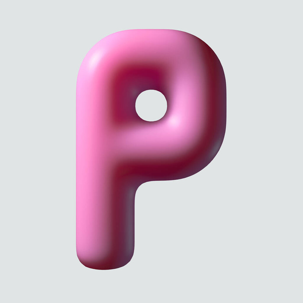 A koncepció betű P készült rágógumi anyag izolált alapon - 3D render - Fotó, kép