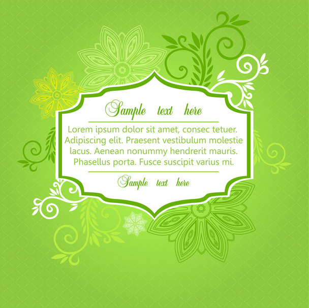 Green floral card - Vector, Image