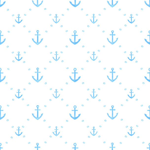 Marine watercolor seamless pattern of anchors - Вектор, зображення