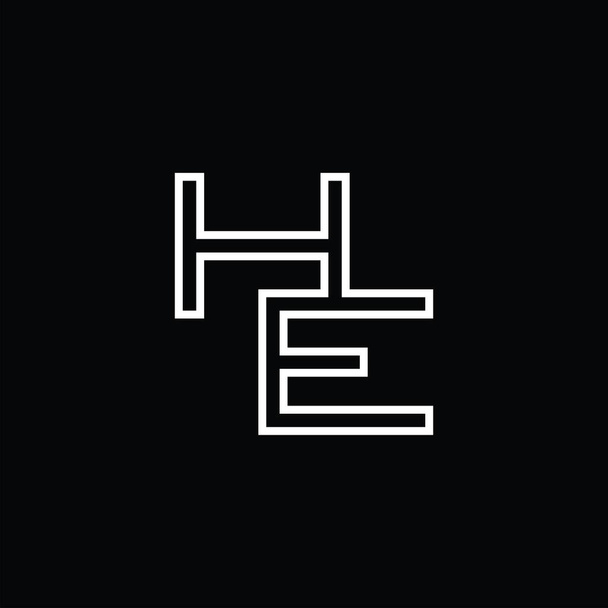 HE Logo monogram with line style blackground design template - Vector, imagen