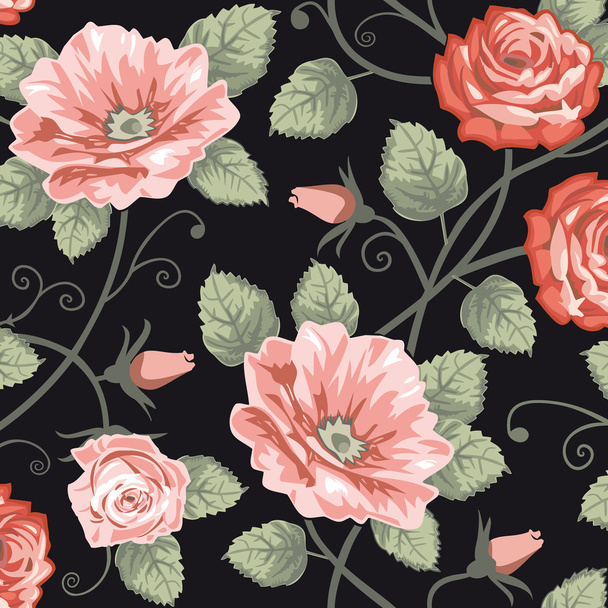 Roses seamless background - Vector, Imagen