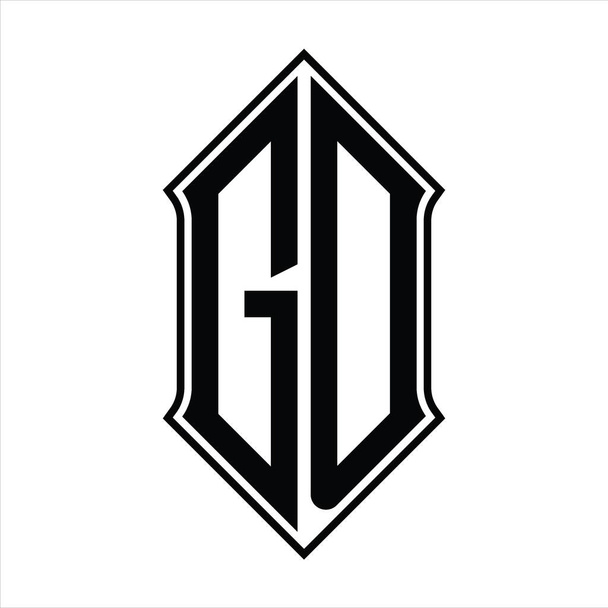 Logo monogramma con forma dello schermo e disegno contorno nero modello vettoriale icona astratta - Vettoriali, immagini