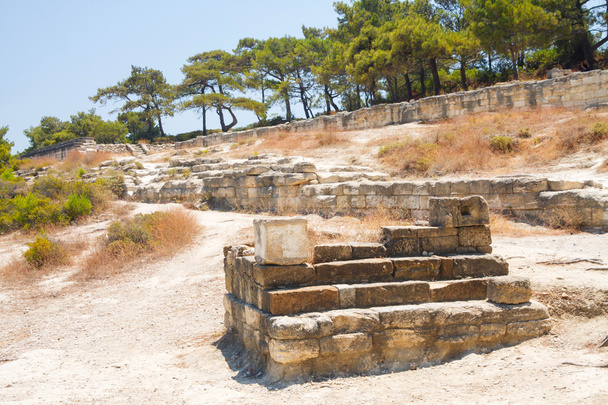 遺跡の古代ギリシャの壁や柱ギリシャロードス島のカミロス島  - 写真・画像