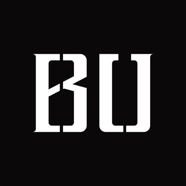 BU Logo monograma com fatia do meio no modelo de design blackground - Vetor, Imagem