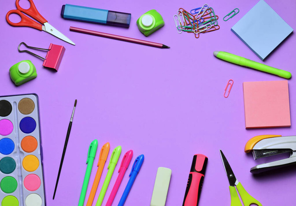 School supplies, various accessories. Back to school.Education, learning and material concept. - Photo, Image