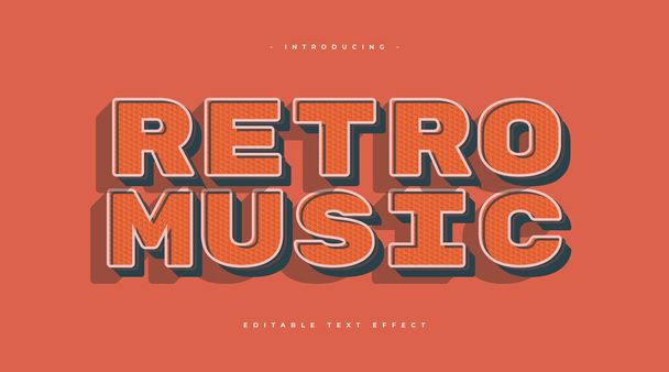Retro Music Text in 70s and 80s Style with Texture Effect. Editable Text Style Effect - Vector, Image