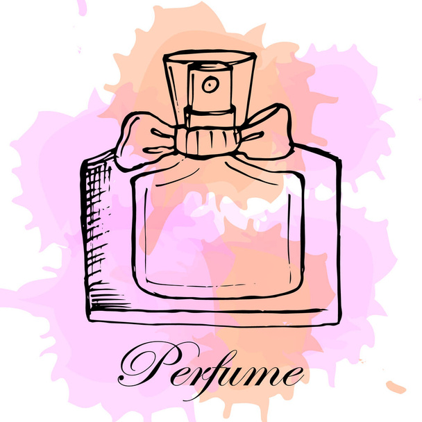 illustration, icons, drawn colorful perfume bottle, for the beauty industry - Vector, afbeelding