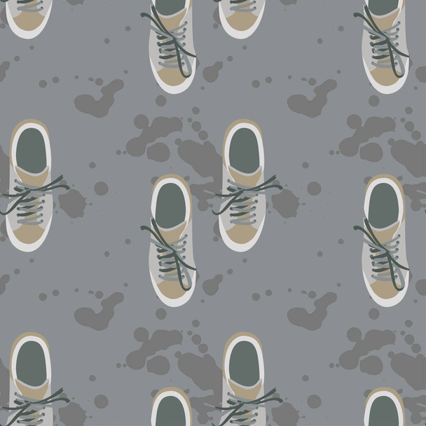 Fashionable sneakers on the background of gray spots. - Vecteur, image