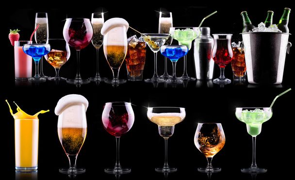 different alcohol drinks set - Foto, Imagem