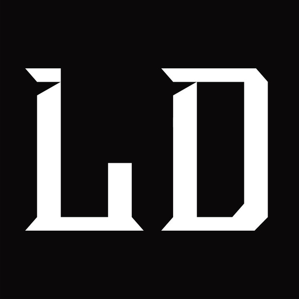 Dilimlenmiş siyah zemin dizayn şablonuyla LD Logo monogramı - Vektör, Görsel