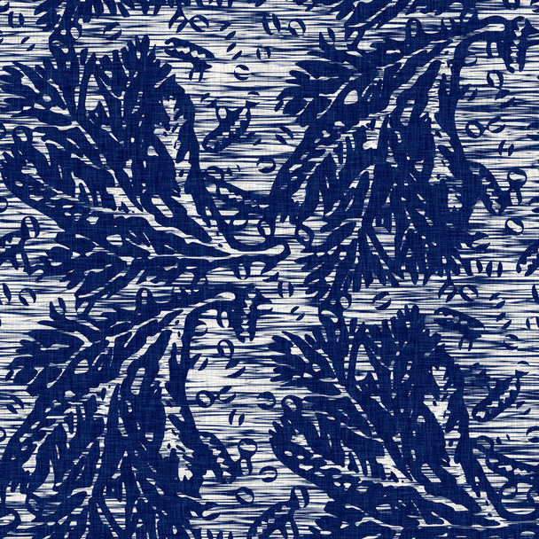 Індиго фарбує текстуру тканини квітки. Безшовні текстильні барвники не піддаються друку. Японський блок друку кімоно. Ефект батика високої роздільної здатності повторюваний..  - Фото, зображення