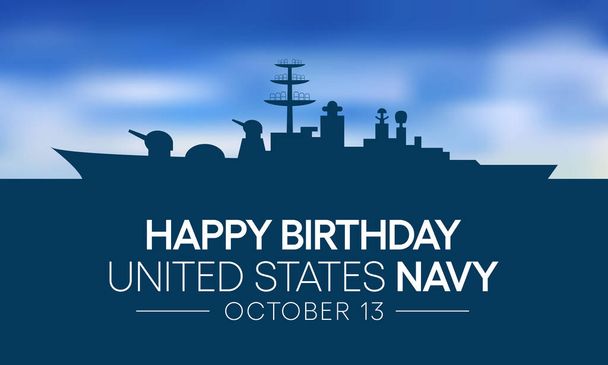 Geburtstag der US Navy wird jedes Jahr am 13. Oktober überall in den Vereinigten Staaten von Amerika gefeiert. Vektorillustration - Vektor, Bild