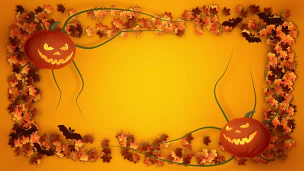Halloween-Komposition Grußkarte mit orangefarbenem Kopierraum Hintergrund 3D-Renderer - Filmmaterial, Video