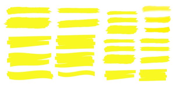 yellow colored highlighter. Brush pen underline. Yellow watercolor hand drawn highlight - Vector, Image