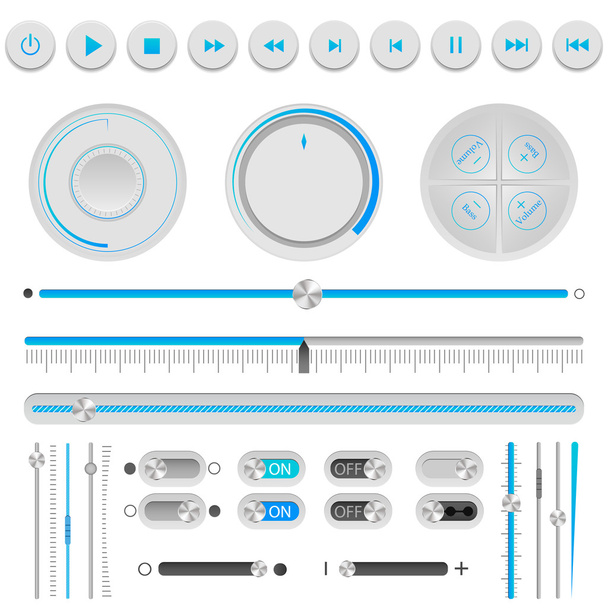 Blue Buttons and Switches - Vector, Image