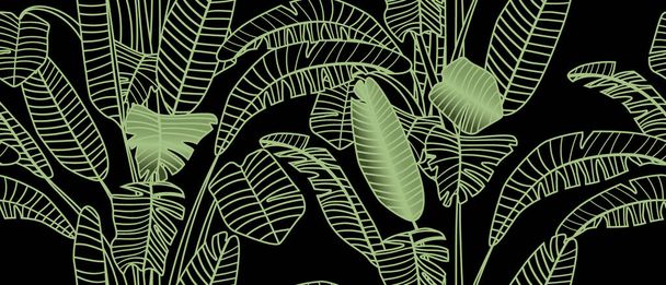 bicolor minimalista llarge folhas de plantas tropicais sem costura padrão - Vetor, Imagem
