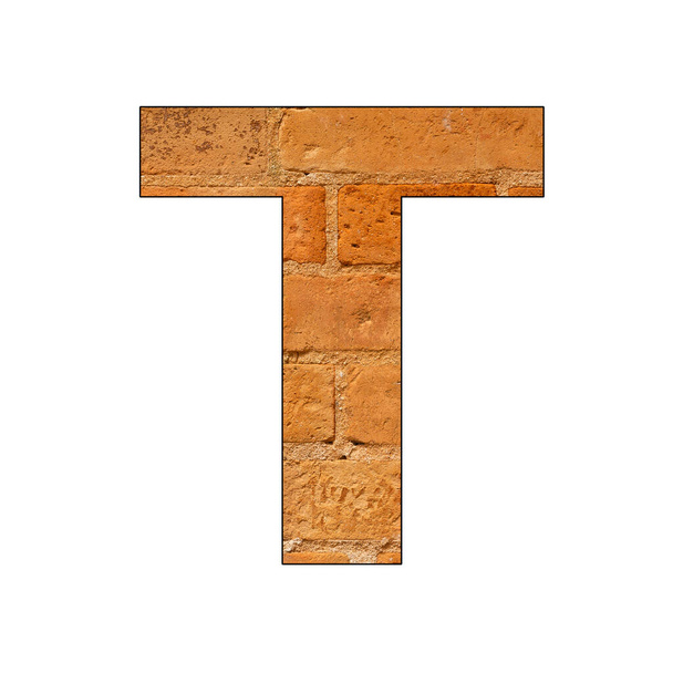 Letter T of the alphabet - Background of brick wall texture - Foto, immagini