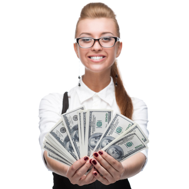 businesswoman holding money - Valokuva, kuva