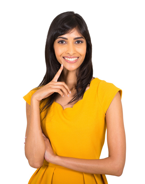 young indian woman on white background - Photo, Image