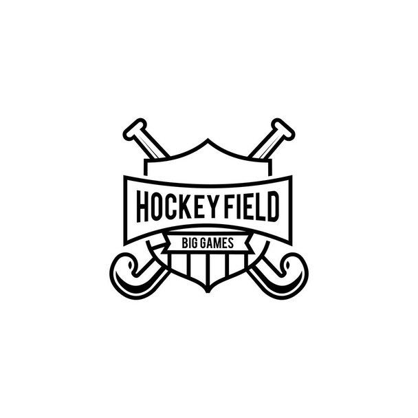 Hockey field shield line logo icon design illustration vector - Vector, Image
